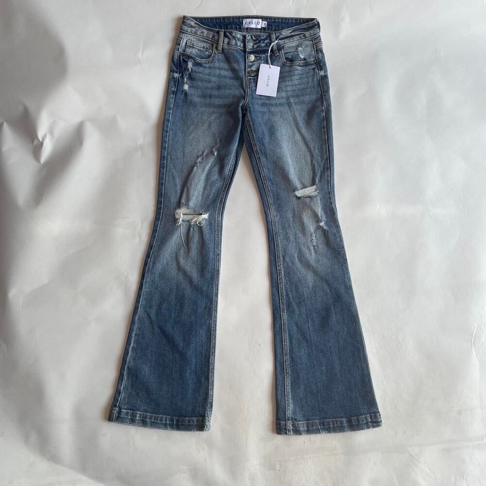 NWT cello low rise flare jeans blue size 3 small